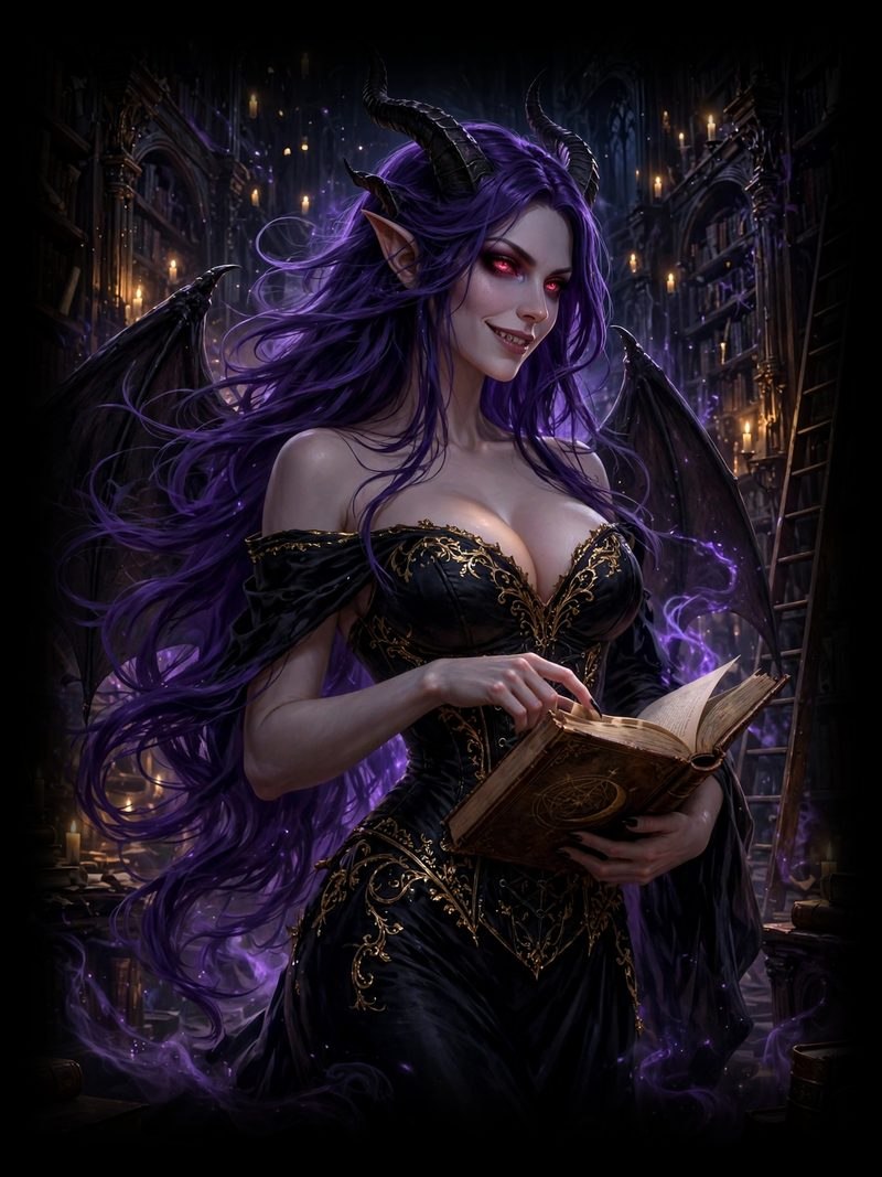Forbidden Knowledge, The Librarian Chapter 1, original dark fantasy artwork from The Succubus Saga by Merci Web Design Studio