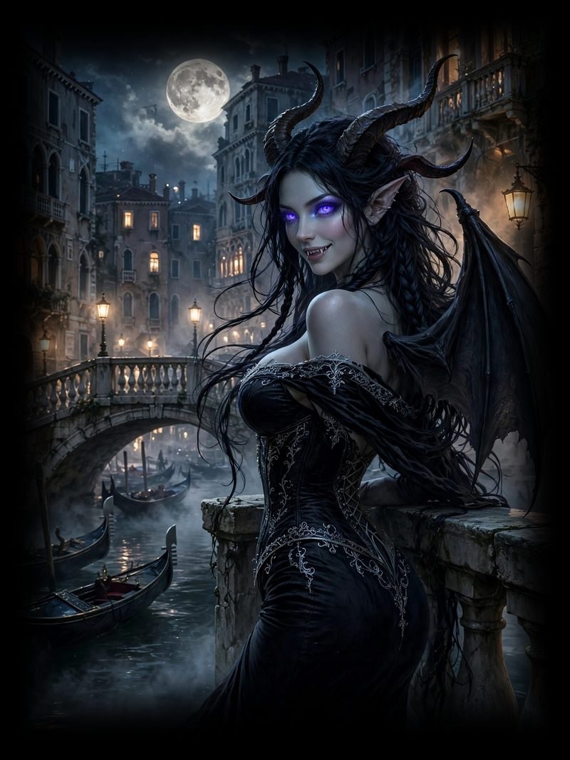 Midnight In Venice, Midnight In Venice Chapter 1, original dark fantasy artwork from The Succubus Saga by Merci Web Design Studio