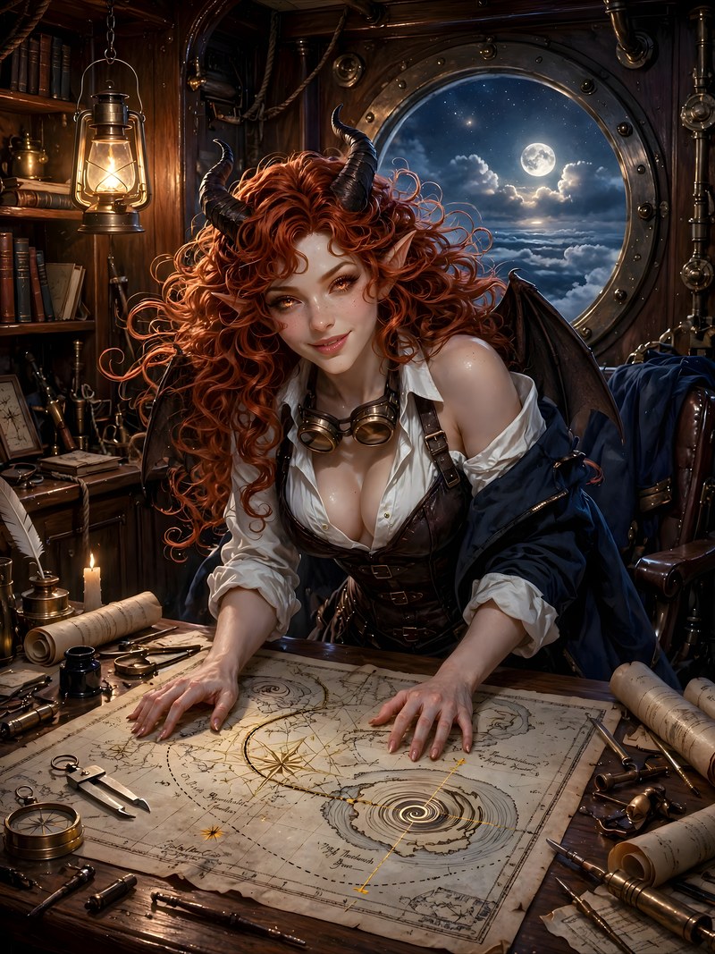 The Captain’s Chart, She Flies At Night, Chapter 2, original dark fantasy artwork from The Succubus Saga by Merci Web Design Studio