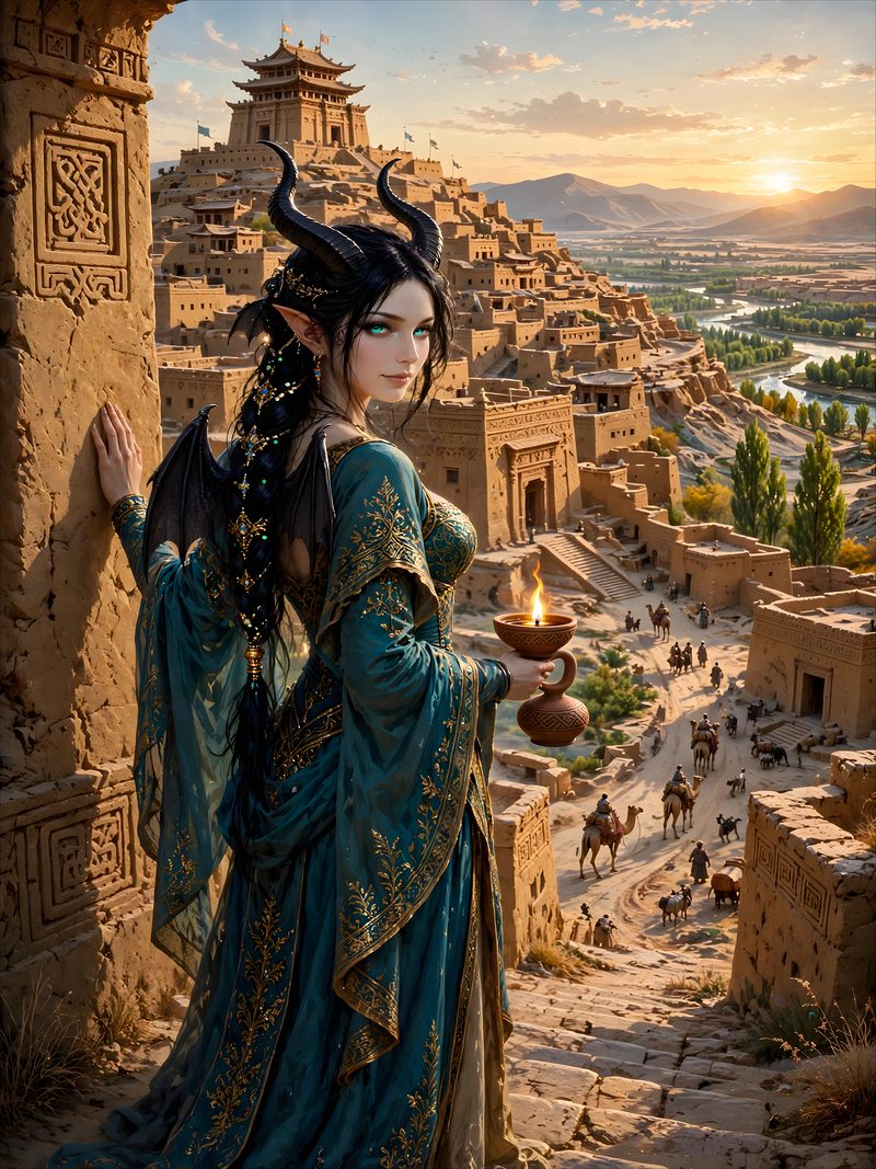 The Carved City, The Silk Road, Chapter 3, original dark fantasy artwork from The Succubus Saga by Merci Web Design Studio