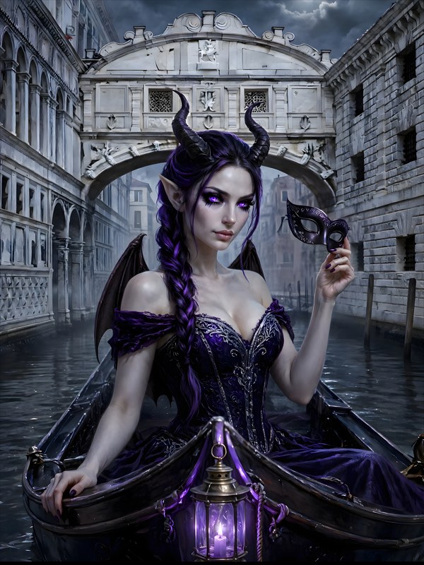 The Lantern Canal, Midnight In Venice, Chapter 2, original dark fantasy artwork from The Succubus Saga by Merci Web Design Studio