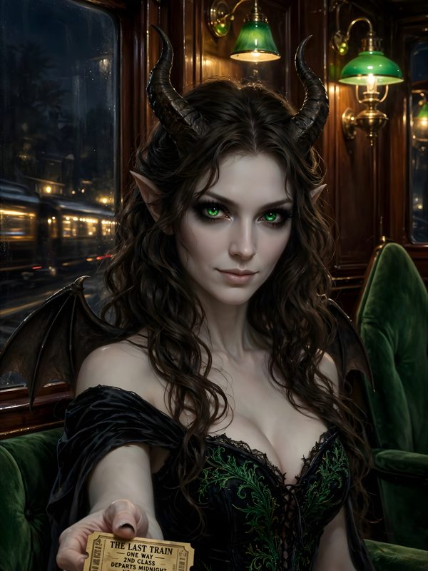 Track 61, The Last Train, Chapter 2, original dark fantasy artwork from The Succubus Saga by Merci Web Design Studio