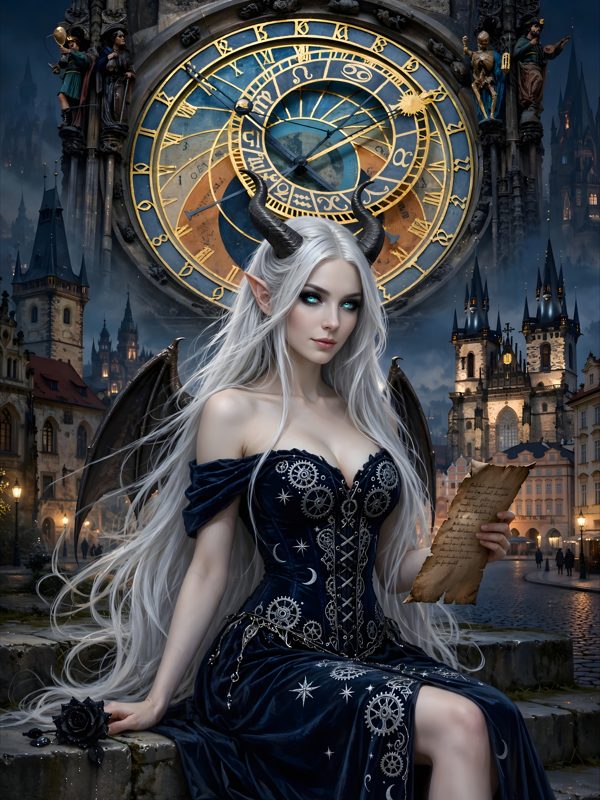 The Cathedral Clock, See You Tonight, Chapter 2, original dark fantasy artwork from The Succubus Saga by Merci Web Design Studio