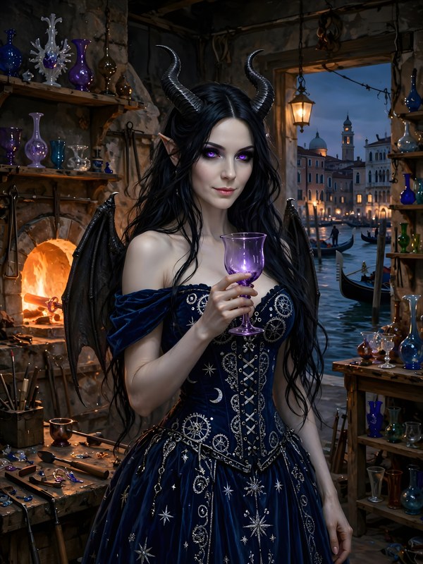 The Violet Glass, Midnight In Venice, Chapter 3, original dark fantasy artwork from The Succubus Saga by Merci Web Design Studio